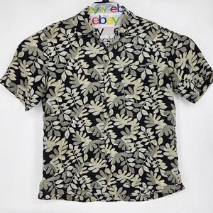 Vintage Reunion Menswear Shirt Mens Medium Button Up‎ Silk Floral Short Sleeve